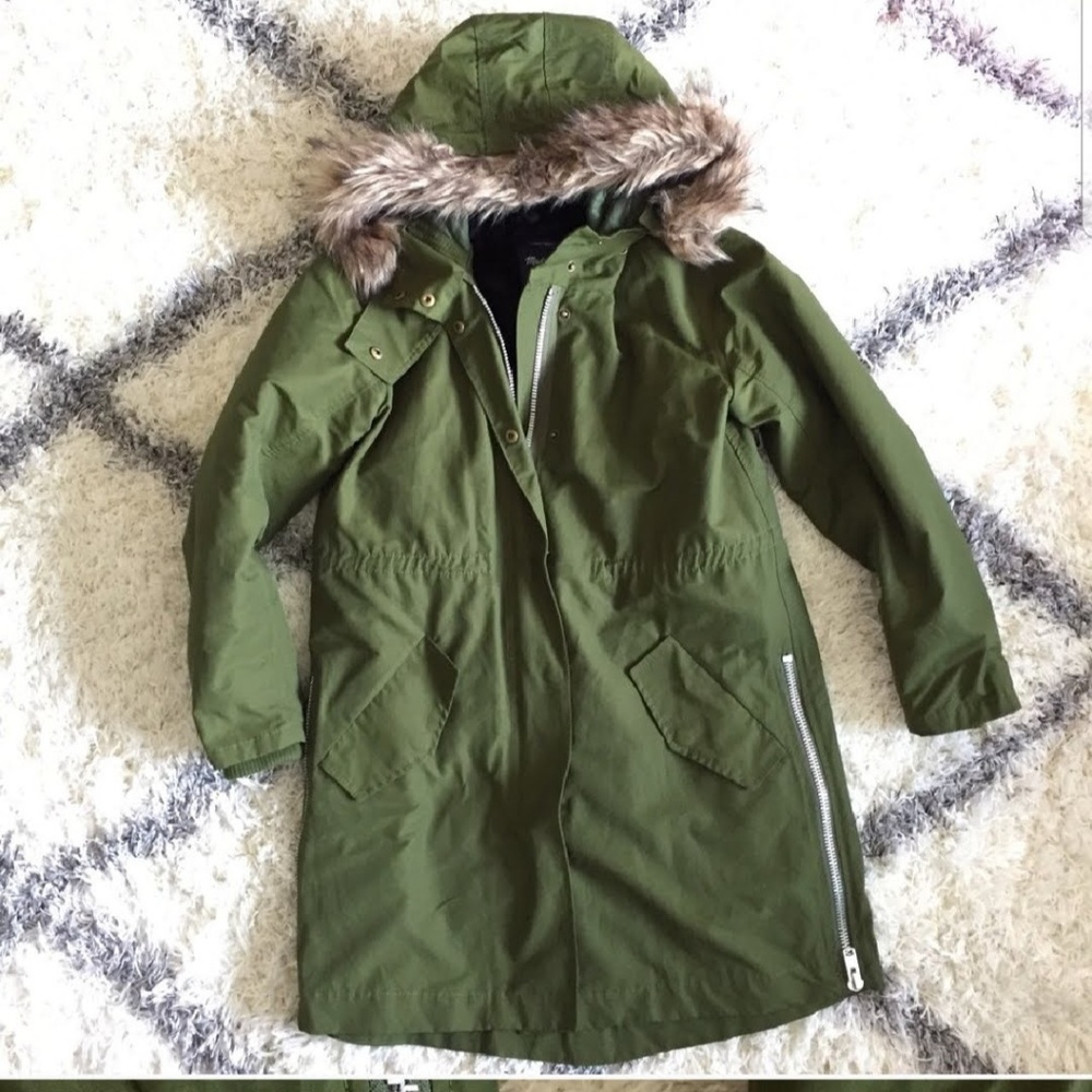 Madewell Olive Green Fur Jacket